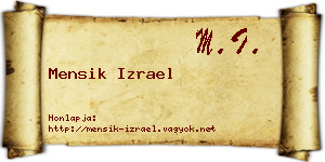 Mensik Izrael névjegykártya